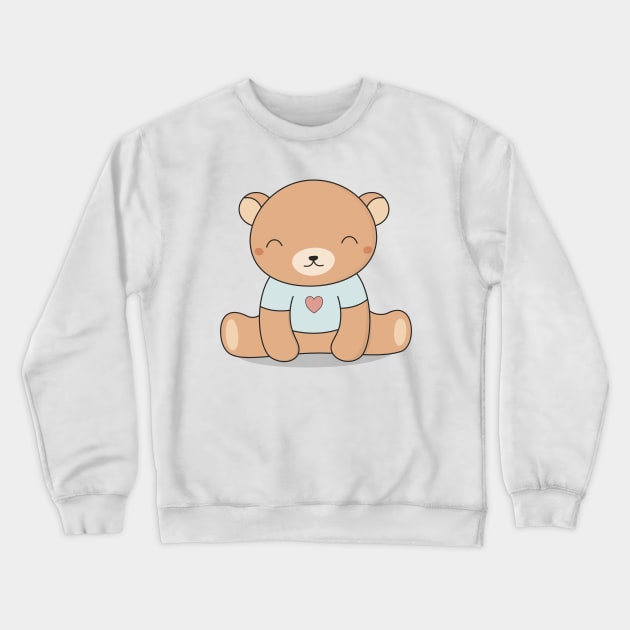 Kawaii Cute Brown Teddy Bear Crewneck Sweatshirt by wordsberry